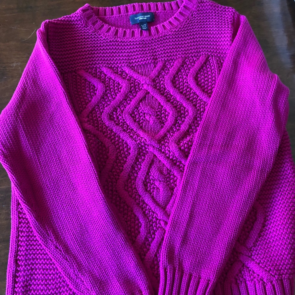 Lands End Hot Pink Sweater. Women’s large.